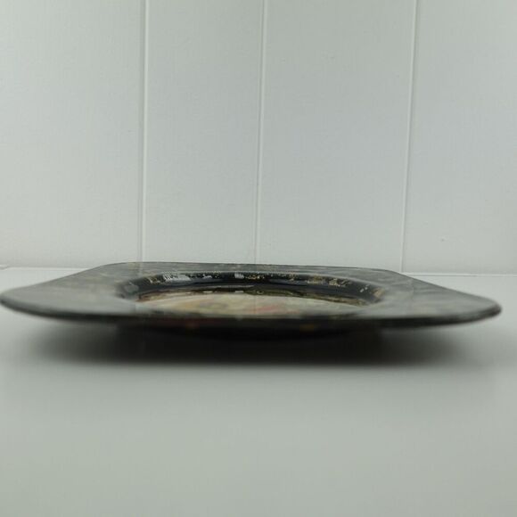 Lesley Roy Reverse Glass Art Hand Painted Lepidoptera Salad Plate Signed Vintage - Picture 7 of 11